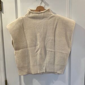 Zara Cream Tank Sweater w/ padded shoulders Lg